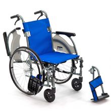 MIKI三貴手動(dòng)輪椅車CRT-3 藍(lán)色 A-19B扶手可掀，掛腳可拆卸 小型便攜輪椅 旅行攜帶方便