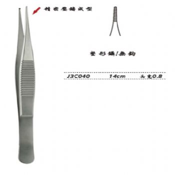 金鐘整形鑷  J3C040 14cm 無鉤 頭寬0.8 WD