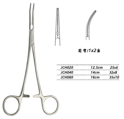 金鐘無損傷止血鉗  JCH060 16cm 圓彎 32×10 1×2齒
