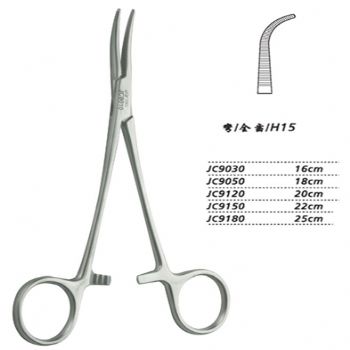 金鐘止血鉗胸腔止血鉗 JC9030 16cm 彎全齒 H15